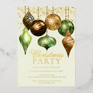 Elegantes Safari Gold Ornament Weihnachten Party Folieneinladung