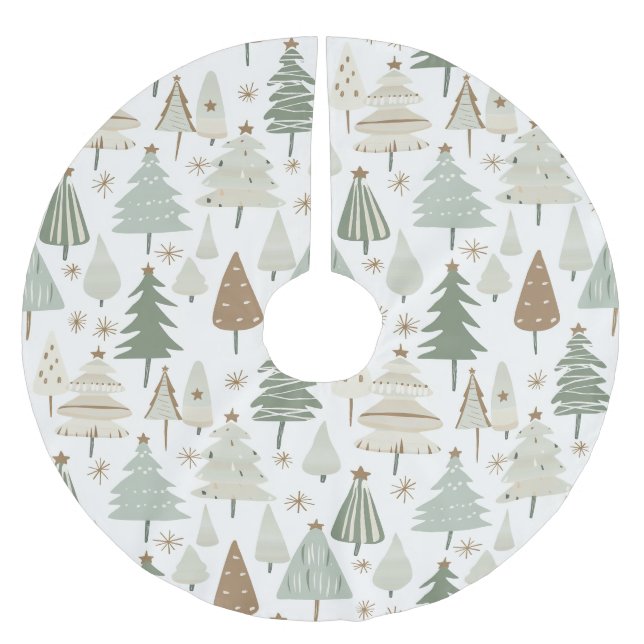 Elegantes Saga-grünes Weihnachtsbaummuster Polyester Weihnachtsbaumdecke (Vorderseite)