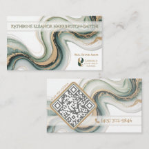 Elegantes Sage-Gold-Marmor Modernes Makler-Logo QR