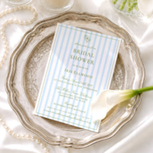 Elegantes Sage Green & Blue Brautparty Einladung