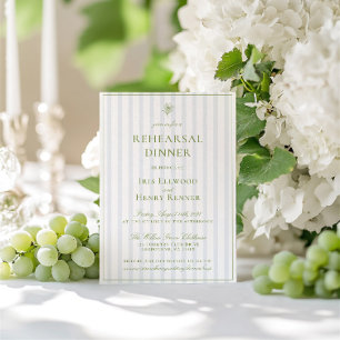 Elegantes Sage Green & Blue Probe Dinner Einladung
