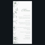 Elegantes Sage Green Floral Garden Hochzeitsmenü Menükarte<br><div class="desc">Blumengrün Hochzeitsmenü.</div>