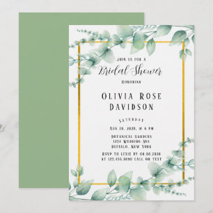 Elegantes Sage Green Greenerity Gold Brautparty Einladung