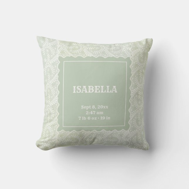 Elegantes Sage Green Imitats Spitzen Geschlecht ne Kissen (Vorderseite)
