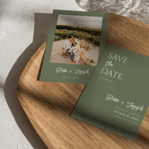 Elegantes Sage Green Modernes Boho Chic Foto Hochz Save The Date