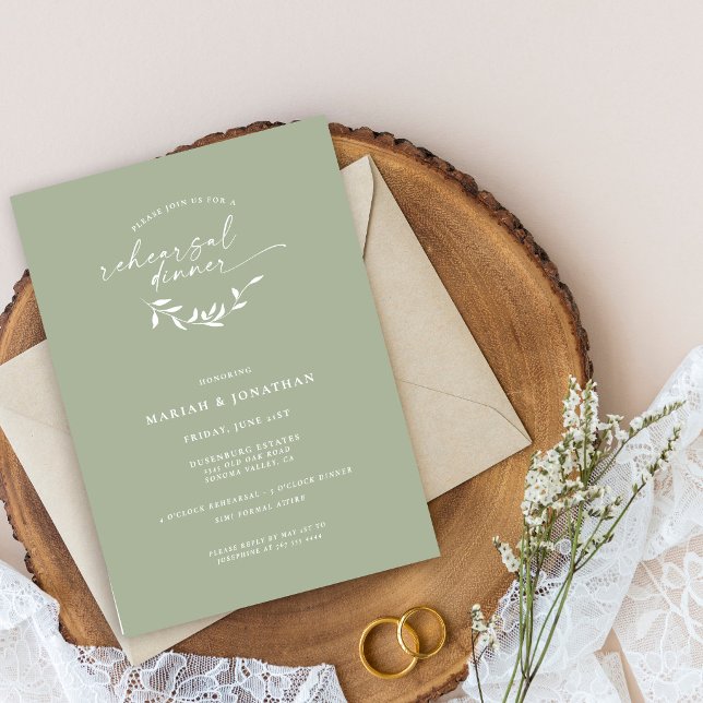 Elegantes Sage Green Rustic Probe Dinner Einladung (Von Creator hochgeladen)