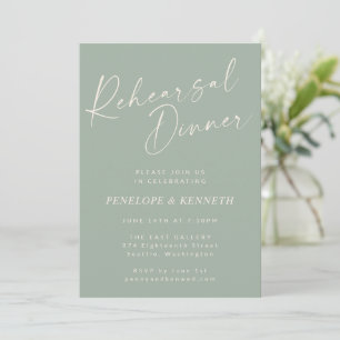Elegantes Sage Green Script Probe Dinner Einladung