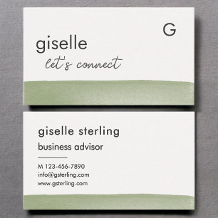 Elegantes Sage Green Watercolor Moderne Beruflich Visitenkarte