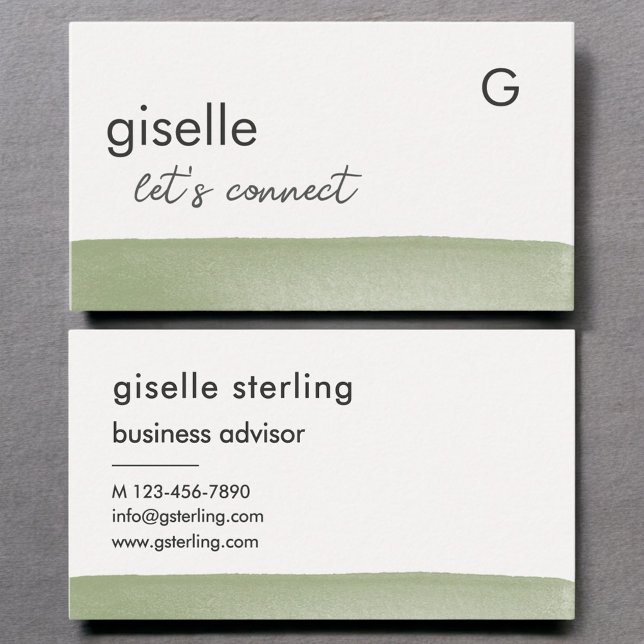 Elegantes Sage Green Watercolor Moderne Beruflich Visitenkarte (Von Creator hochgeladen)