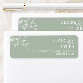 Elegantes Sage Green Wedding Return-Adressetikett