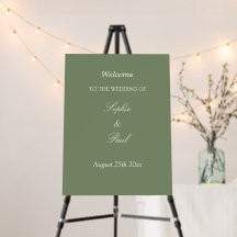 Elegantes Sage Green Wedding Willkommenszeichen