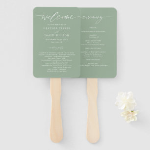 Elegantes Sage Green Wedding Zeremony Programm Fächer