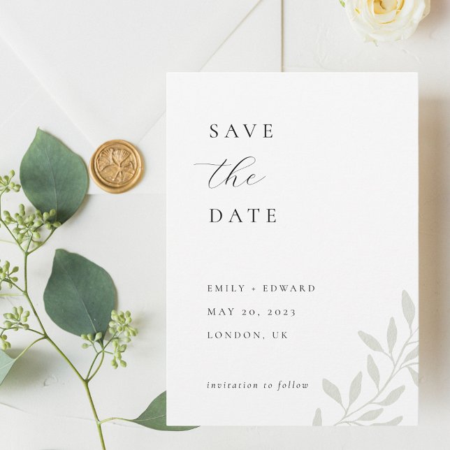 Elegantes Sage Greenerity Wedding Foto Save the Da Date (Von Creator hochgeladen)