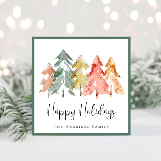 Elegantes Sage Pine Tree Foto Feiertagskarte (Spread the love and joy of the season with your friends and family near and far)