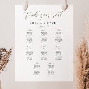 Elegantes Sage Script Color 8 Tabelle Seating Char Poster