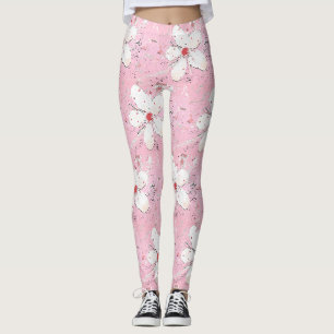 Elegantes Sakura-Kirschblüten-Rosamuster Leggings