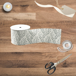 Elegantes Salbei-Cream Minimalistisches Boho-Blume Ripsband