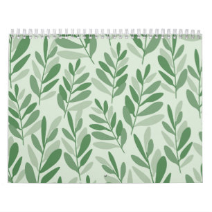 Elegantes Salbei- und Olivenblatt-Naturmuster Kalender