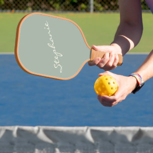 Elegantes Salbeigrün Handschrift-Name Custom Pickleball Schläger