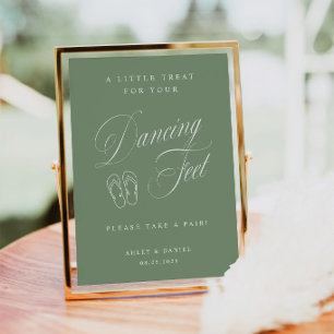 Elegantes Salbeigrün Hochzeit Tanzende Füße  Poster