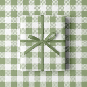 Elegantes Salbeigrün Karomuster Geschenkpapier