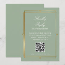 Elegantes Salbeigrün QR-Code-RSVP