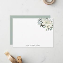 Elegantes Salbeigrün Wasserfarben-Blumenmuster Mitteilungskarte
