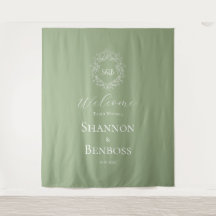 Elegantes Salbeigrünes Florales Monogramm Hochzeit