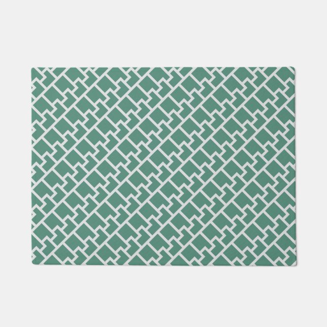Elegantes Salbeigrünes Geometrisches Muster Fußmatte (Vorderseite)