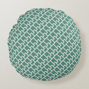 Elegantes Salbeigrünes Geometrisches Muster Rundes Kissen