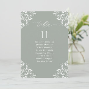 Elegantes Salbeigrünes Hochzeits-Sitzplan-Schild K Einladung
