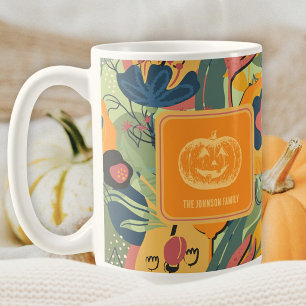 Elegantes Salbeigrünes Senf Herbst Blumen Kürbis Kaffeetasse
