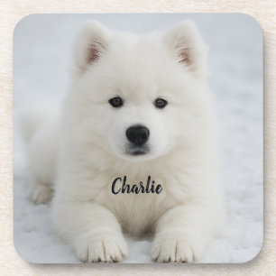 Elegantes Samoyed Personalisiert Beverage Coaster Getränkeuntersetzer