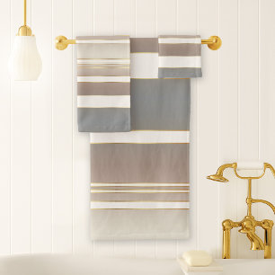 Elegantes Sandy Beach Striping Muster Badhandtuch Set