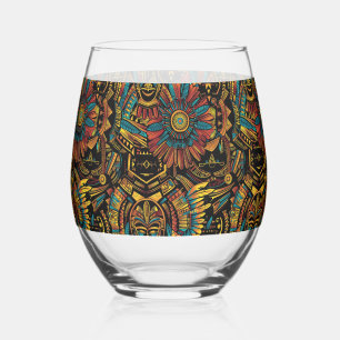 Elegantes Saphir "Aztec Dream" Edelstahlglas Weinglas Ohne Stiel