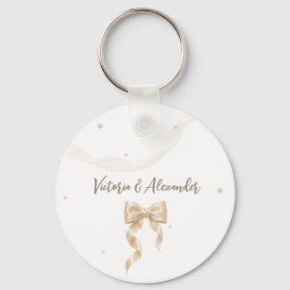Elegantes Satin-Schleifen-Hochzeitsanhänger Schlüsselanhänger