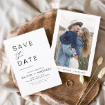 Elegantes Save the Date Foto Minimalistisch<br><div class="desc">Hochzeit Speichern Sie die Datumskarten,  die ein Foto auf der Vorderseite haben. Die Save the Date-Karten enthalten eine moderne,  handgeschriebene,  kursive Schriftzeichen-Typografie,  die elegant,  einfach und modern nach einem einfachen Hochzeitstag-Fest zu verwenden sind.</div>