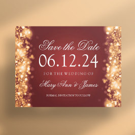Elegantes Save the Date funkelndes Licht Gold Ankündigungspostkarte