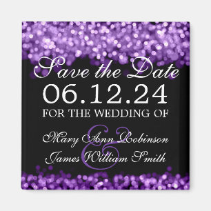 Elegantes Save the Date Lila Licht Magnet