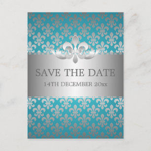 Elegantes Save the Date Lilien-Blau Ankündigungspostkarte