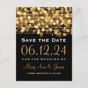 Elegantes Save the Date Party Glitzern Gold Ankündigungspostkarte