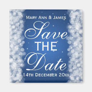 Elegantes Save the Date Party Sparkle Blue Magnet