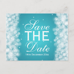 Elegantes Save the Date Party Sparkle Türkis Ankündigungspostkarte