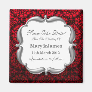 Elegantes Save the Date Wedding Mod-Spitze-Rot Magnet