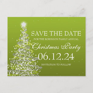 Elegantes Save the Date Weihnachts-Party Green Ankündigungspostkarte