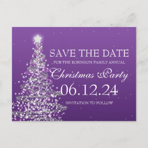 Elegantes Save the Date Weihnachts-Party Lila Ankündigungspostkarte