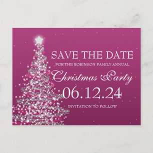 Elegantes Save the Date WeihnachtsParty-Rosa Ankündigungspostkarte