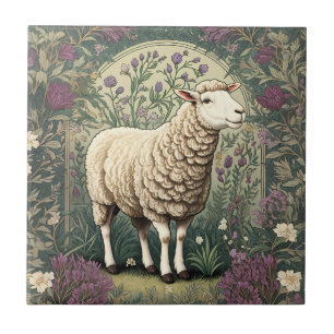 Elegantes Schaf-Lavendelblüten-Hintergrund Fliese