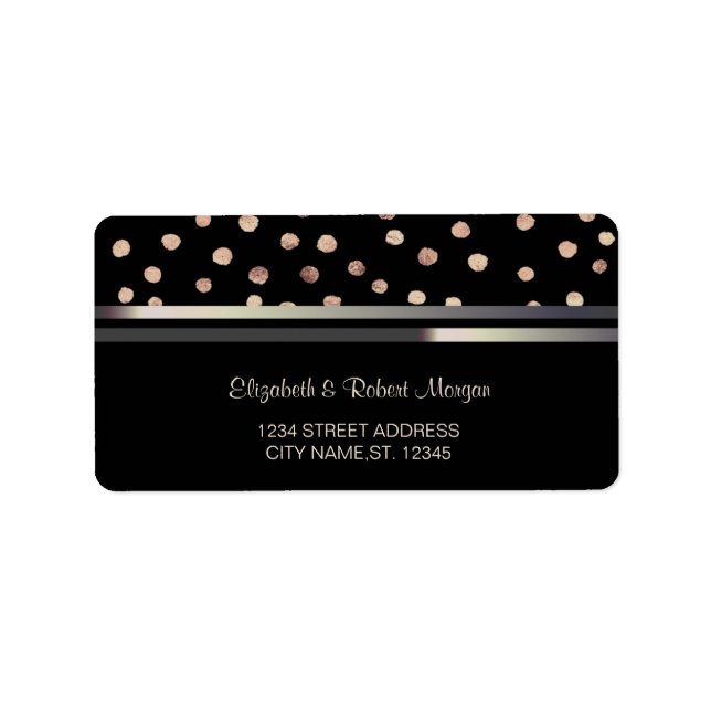 Elegantes schick Schwarz,Streifen,Confetti-Hochzei Adressaufkleber (Vorne)