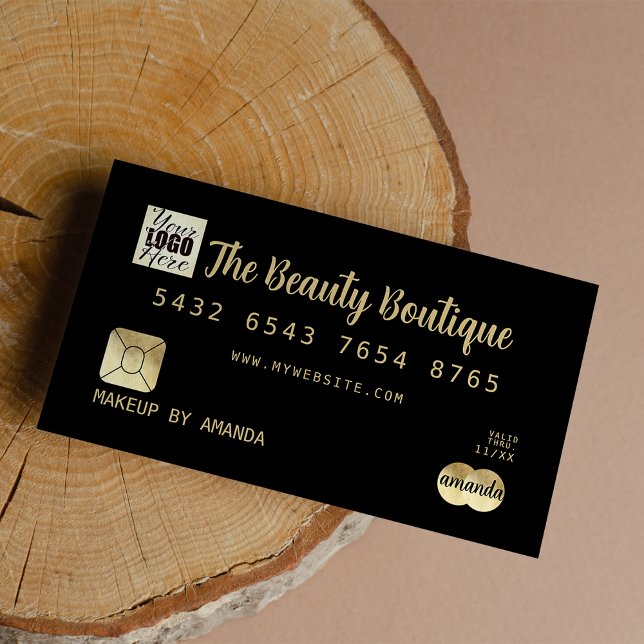 Elegantes schicke Black Gold Luxury Credit Card Lo Visitenkarte (Elegant Chic Black Gold Luxury Credit Card Logo )